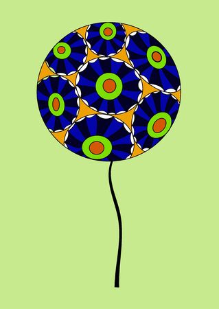 Dandelion illustration isolated in blue. Line art. Minimal artのイラスト素材