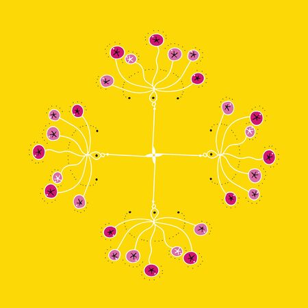 Simple white flower vector art. Minimalistic illustration on a yellow backgroundのイラスト素材