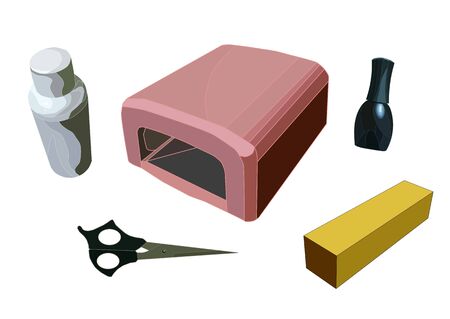 a realistic nail gel polish manicure setのイラスト素材