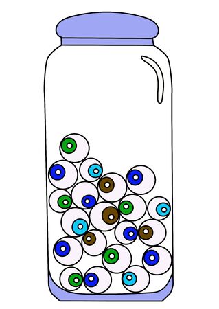 eyes bottle unusual art. Isolated on whiteのイラスト素材