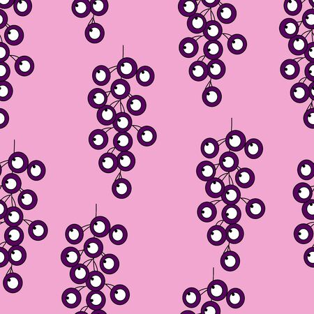 purple grape seamless pattern on a pink backgroundのイラスト素材