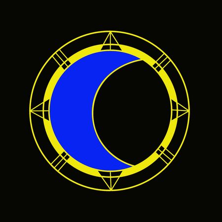 moon phase crescent shape isolated on black. Astrology style.のイラスト素材