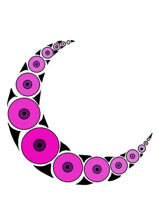 Pink crescent moon minimal vector art. Bohemian style.のイラスト素材