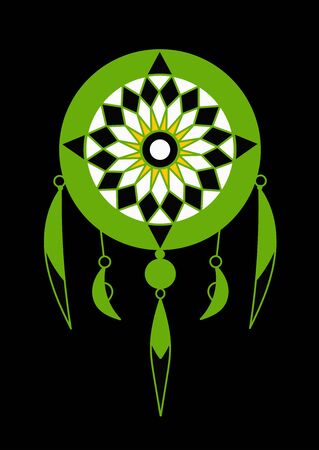brown dream catcher with feathers vector art on a white backgroundのイラスト素材