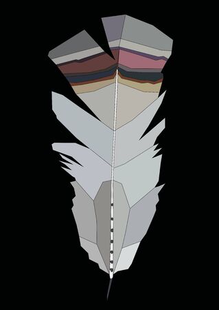 realistic feather vector art isolated in black on a gray and white colorのイラスト素材
