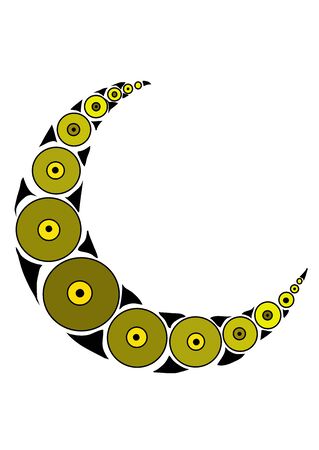 Golden crescent moon minimal vector art. Abstract bohemian style.のイラスト素材