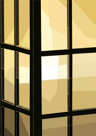 A realistic illustration of a white Japanese lamp in warm colors. Idea for interior decor. Vector lantern art, isolated in blackのイラスト素材