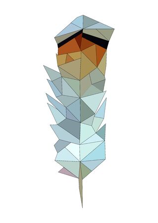 Isolated blue with gold feather in polygon graphicsのイラスト素材