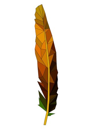 golden feather in polygon graphics isolated on whiteのイラスト素材