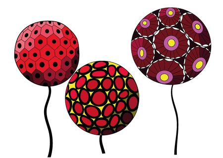 three red flower balls. Natural vector artのイラスト素材