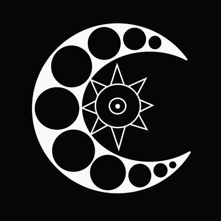 Tattoo crescent moon isolated in black. Minimal geometric styleのイラスト素材