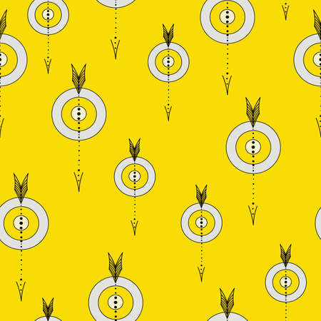 black and white arrows seamless pattern on yellow backgroundのイラスト素材
