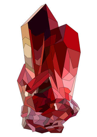 red or burgundy gem stone isolated on white background. Vector illustration.のイラスト素材