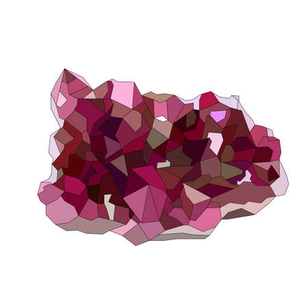 pink garnet gem stone isolated on white background. Vector illustration.のイラスト素材