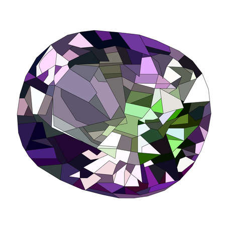 purple diamond or amethyst gem stone isolated on white background. Realistic vector illustration.のイラスト素材
