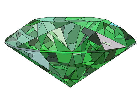 green brilliant gem stone isolated on white background. Vector illustration.のイラスト素材