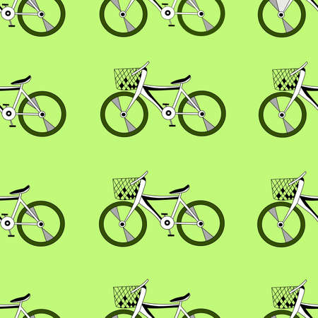 green bikes seamless patternのイラスト素材
