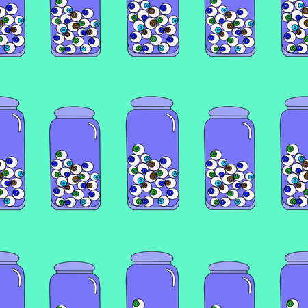 blue bottles with eyes seamless patternのイラスト素材