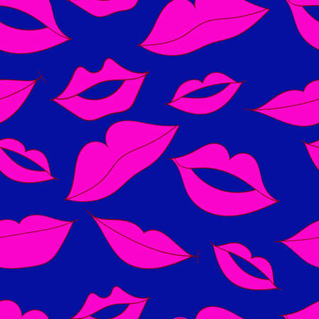 seamless pattern with cute pink lips for fashion or Valentines Dayのイラスト素材