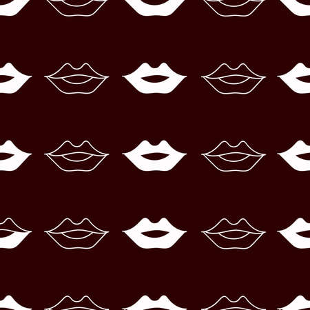 seamless pattern with lips for fashion or Valentines Day on a burgundy backgroundのイラスト素材
