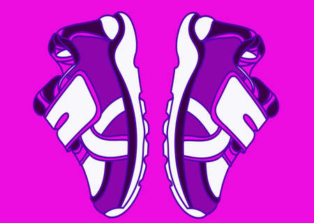 pink sneakers realistic footwear set for babygirl and womanのイラスト素材