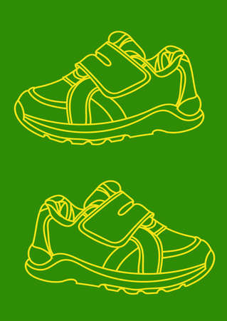 green sneakers realistic footwear set for baby and childrenのイラスト素材
