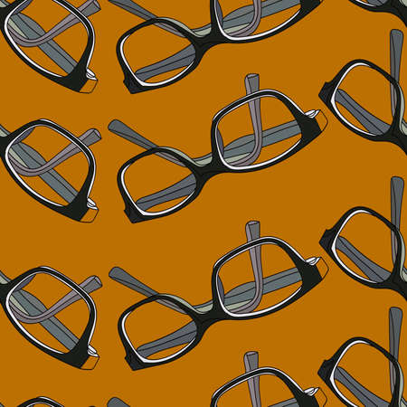 eyeglasses seamless pattern on a orange backgroundのイラスト素材