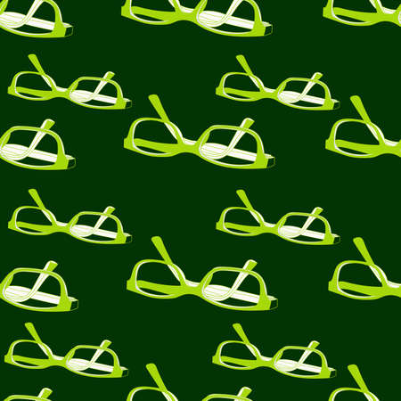 salad eyeglasses seamless pattern on a green backgroundのイラスト素材