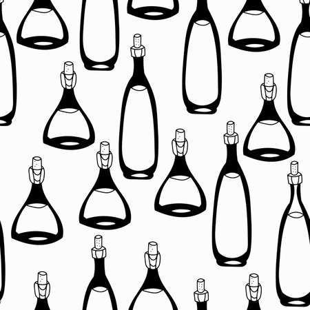 black and white bottles seamless pattern isolated on whiteのイラスト素材