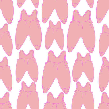 baby pink suits seamless pattern on a white background, idea for newborn baby girlのイラスト素材