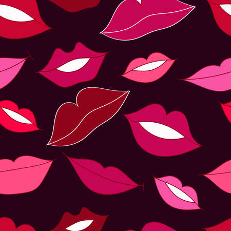 seamless pattern with cartoon pink lips for fashion or Valentines Dayのイラスト素材