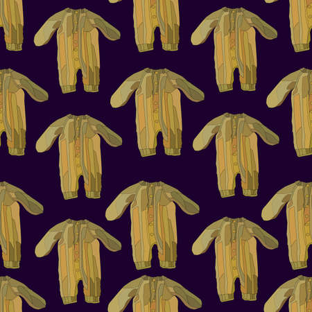 one piese body suit seamless pattern on a purple background. Idea for newborn babyのイラスト素材