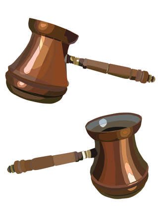 a two cezve realistic vector art on a white backgroundのイラスト素材