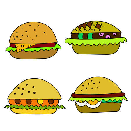 cartoon cheeseburger art vector isolated on whiteのイラスト素材