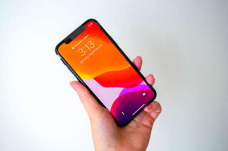 Dubai / UAE - September 21, 2019: iphone 11 pro. Iphone 11 pro. Front side of Apple Iphone 11 Pro in...