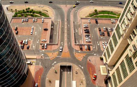 Dubai / UAE - June 10, 2020: Car parking for light vehicles in Dubai luxury residential district,...