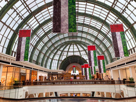 Dubai / UAE - November 10, 2019: Mall of the Emirates decorations for National Day. UAE national flags decoration. Independence dayのeditorial素材