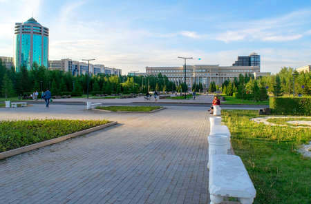 Nur-Sultan - Kazakhstan: June 10, 2021: Center of Nur-Sultan, view of Ministry of Foreign Affairs on Nurjol Boulevardのeditorial素材