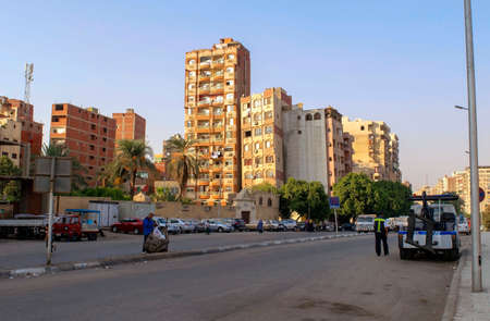 Cairo - Egypt - October 3, 2020: View of Cairo old historical residential district with trash, many...