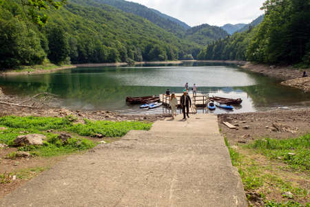 Montenegro - Budva: September 8, 2021: Biogradska National park with many tourists and Lake Biograd in a natural rain forest. Biogradsko Gore. UNESCO world heritageのeditorial素材