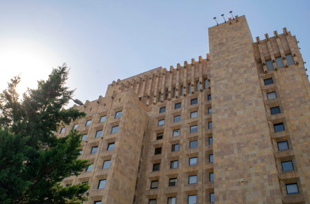 Overview of the Government House in the capital of Georgia, Tbilisi. Old city.の写真素材