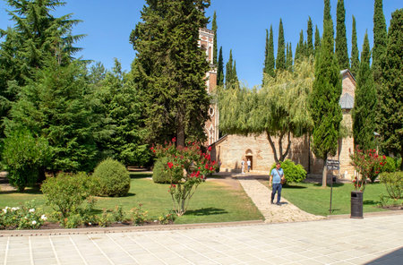 Tbilisi, Georgia - August 11, 2023: Monastery of St Nino at Bodbe. Kakheti region. Sighnaghi