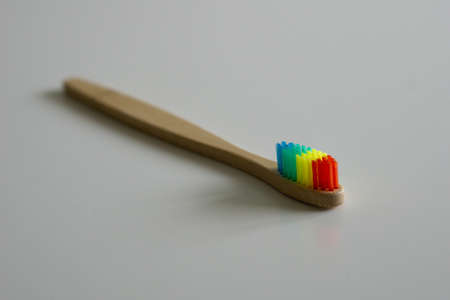 Bamboo Rainbow Dental Toothbrush. Healthcare Teeth Concept.の写真素材