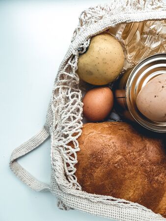 Food delivery. Help food in a wicker bag on a white background.