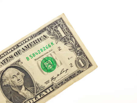Paper money dollar denomination one on a white background. . High quality photo