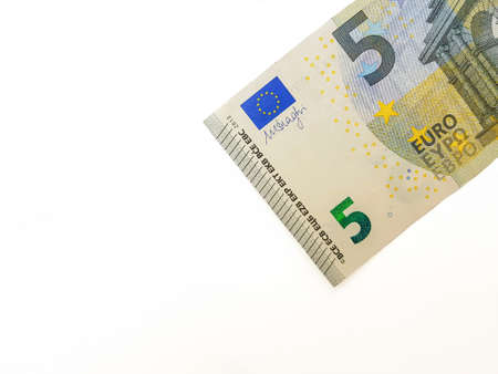 Euro banknotes on a white background. Paper money. High quality photoの写真素材