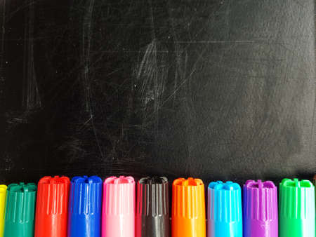 School chalkboard with school and stationery. Back to school. . High quality photo