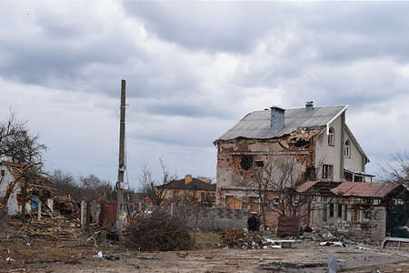 Chernihiv, Ukraine, April, 2022. The results of the shelling by the Russian occupying army of...