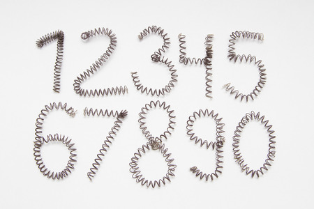 numbers of helix wires on a white background