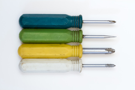 set of various screwdrivers with colorful handles